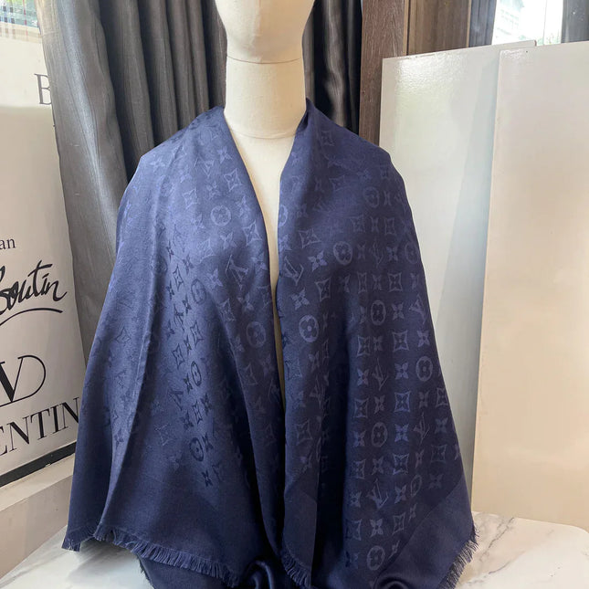 LV Monogram Stole Dark Blue Scarf