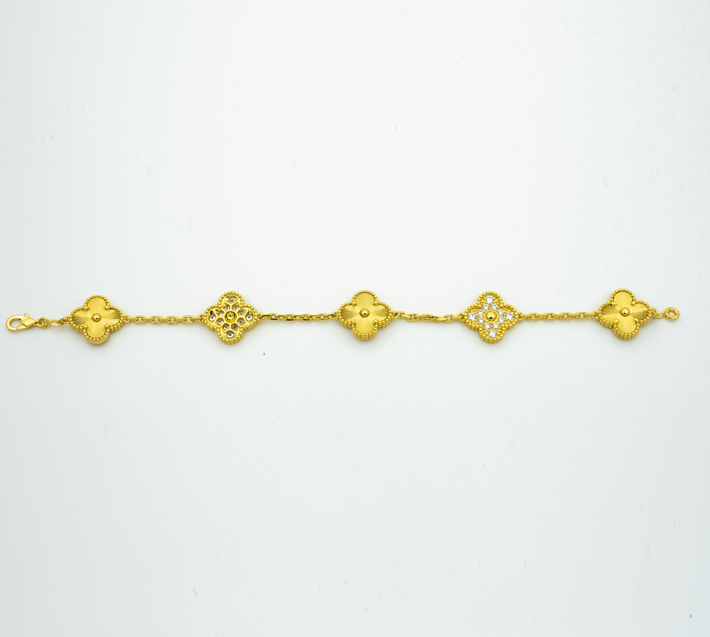 CLOVER BRACELET 5 MOTIFS GOLD DIAMOND