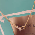 HARDWARE DOUBLE LINK PEDANT PINK GOLD DIAMOND NECKLACE