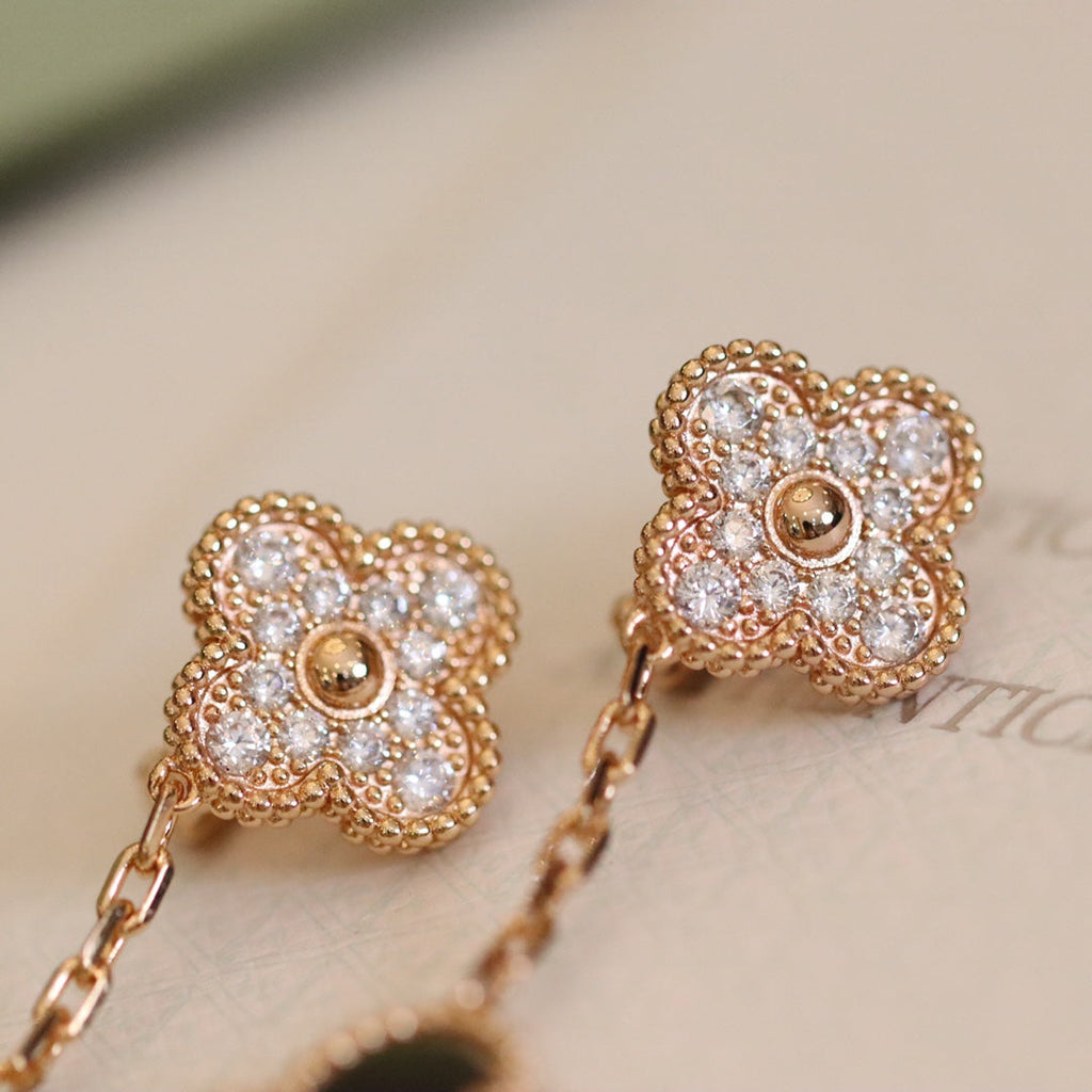 VINTAGE EARRINGS PINK GOLD DIAMOND