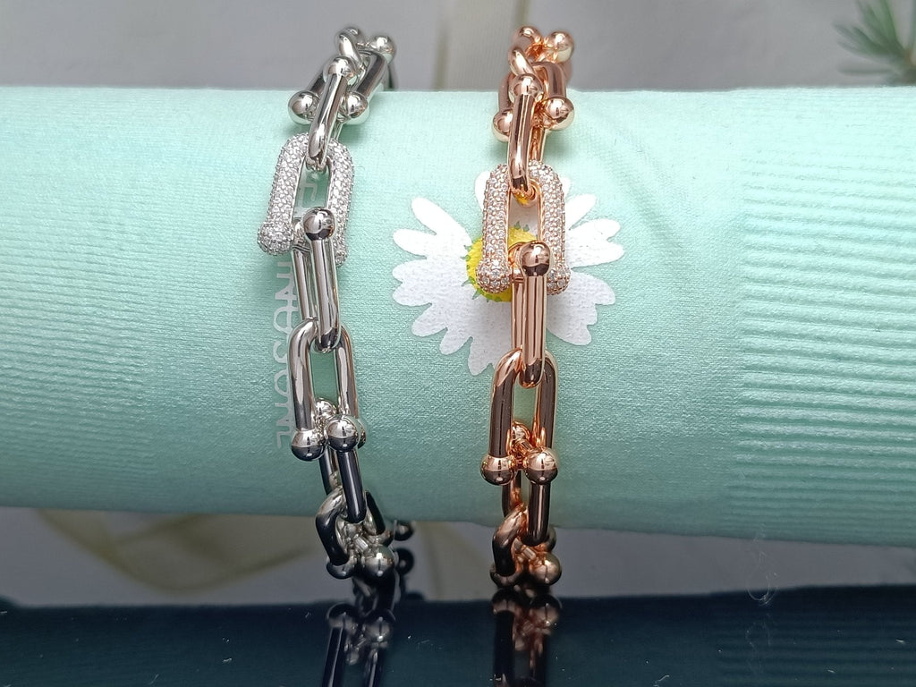 HARDWARE BRACELET PINK GOLD AND SILVER DIAMOND