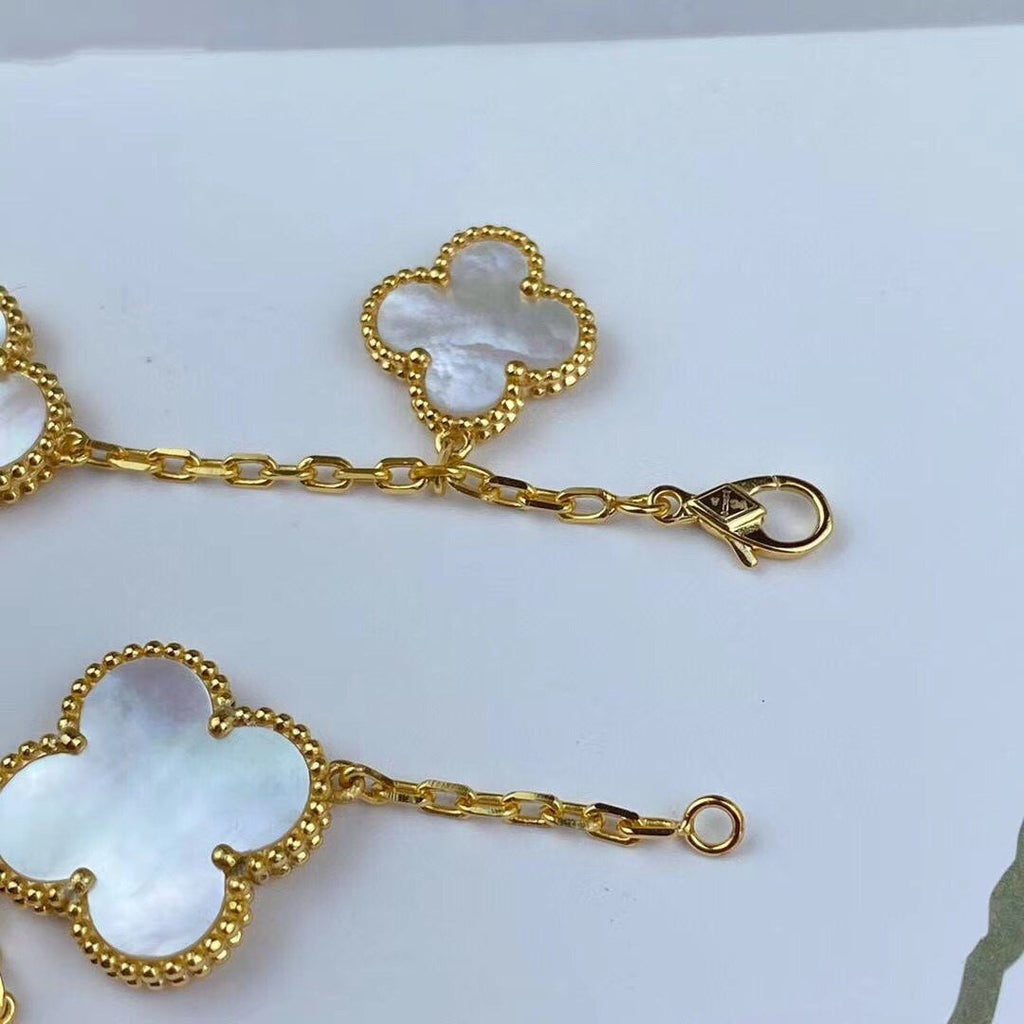 MAGIC CLOVER MOP PINK GOLD BRACELET 5 MOTIFS