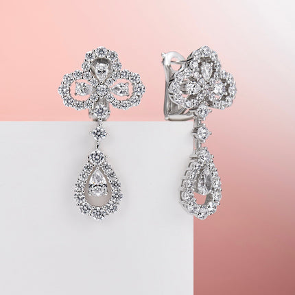 LOOP DIAMOND DROP SILVER EARRINGS