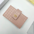 CARD HOLDER WALLET EMBOSSED COWHIDE LIGHT PINK