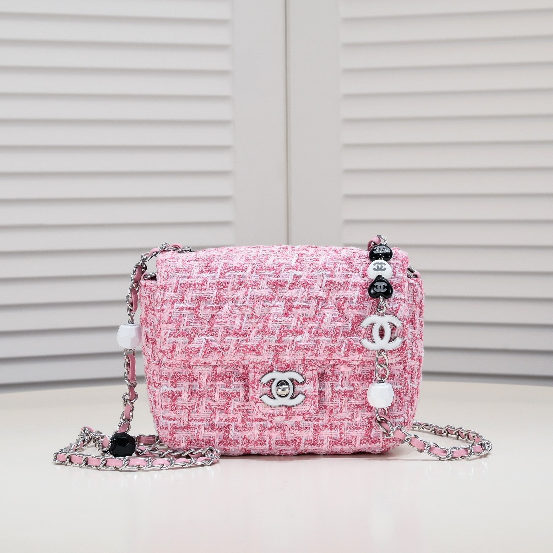 MINI FLAP BAG TWEED 8055 PINK
