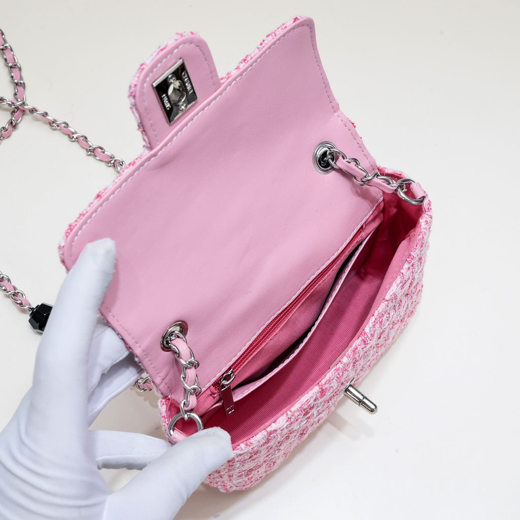 MINI FLAP BAG TWEED 8055 PINK