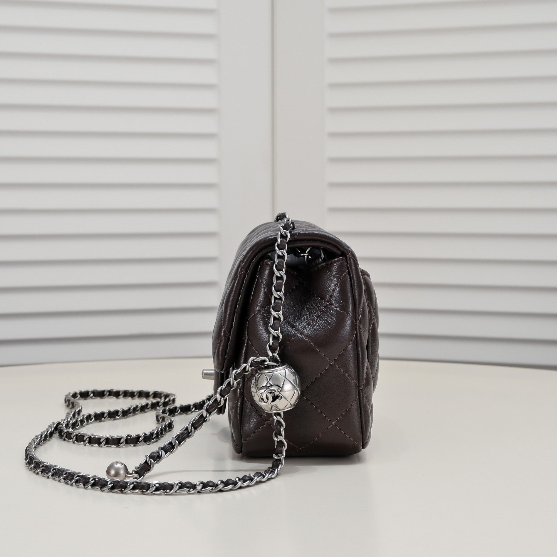 SMALL FLAP BAG 17CM 1786 BROWN SILVER