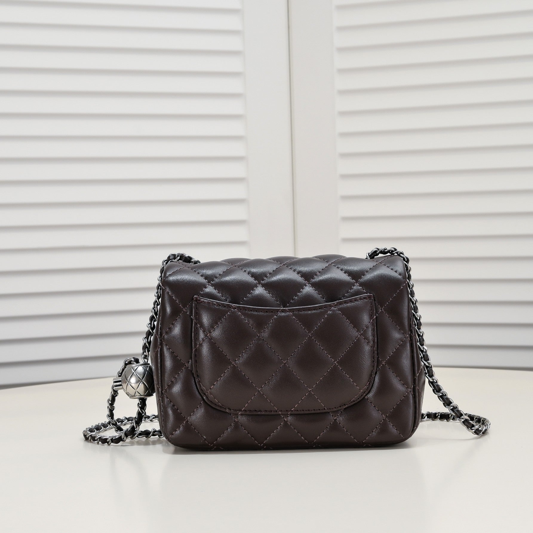 SMALL FLAP BAG 17CM 1786 BROWN SILVER