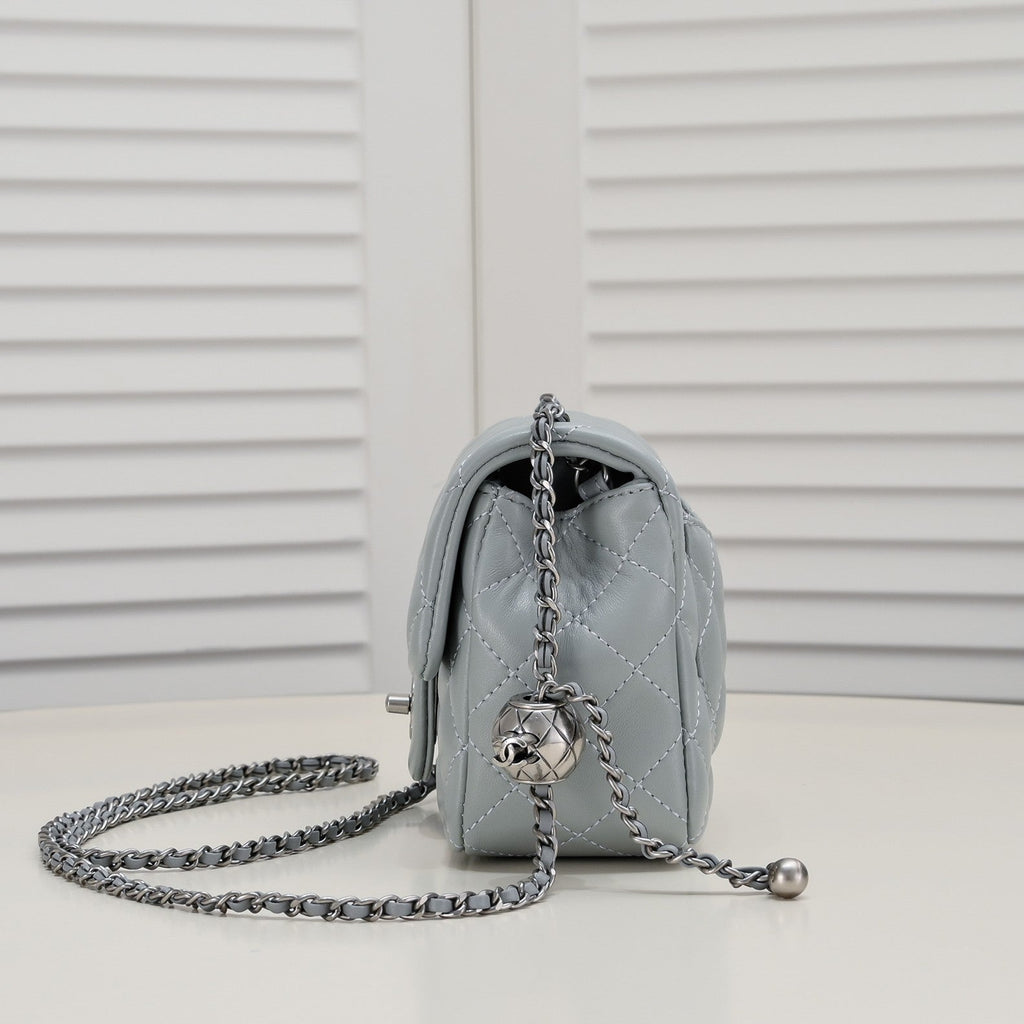 SMALL FLAP BAG 17CM 1786 GREY SILVER