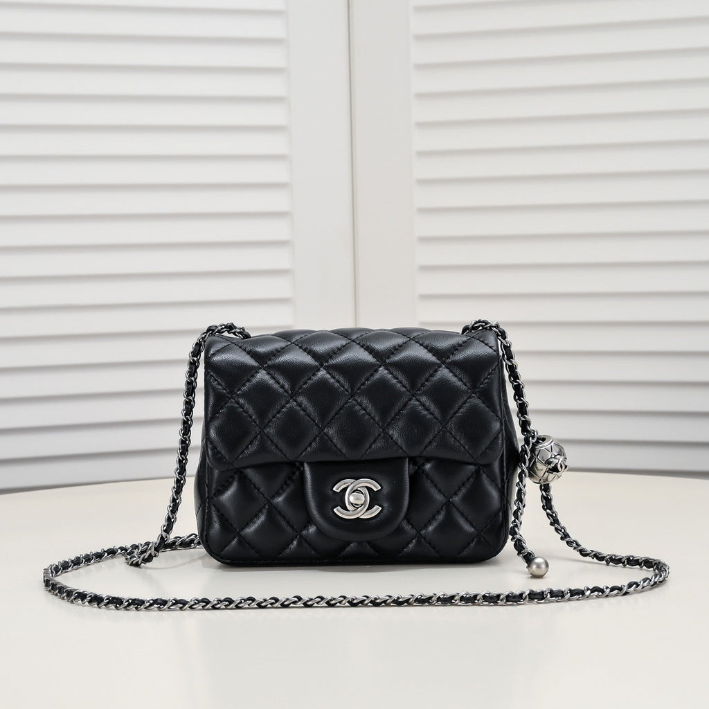 SMALL FLAP BAG 17CM 1786 BLACK SILVER