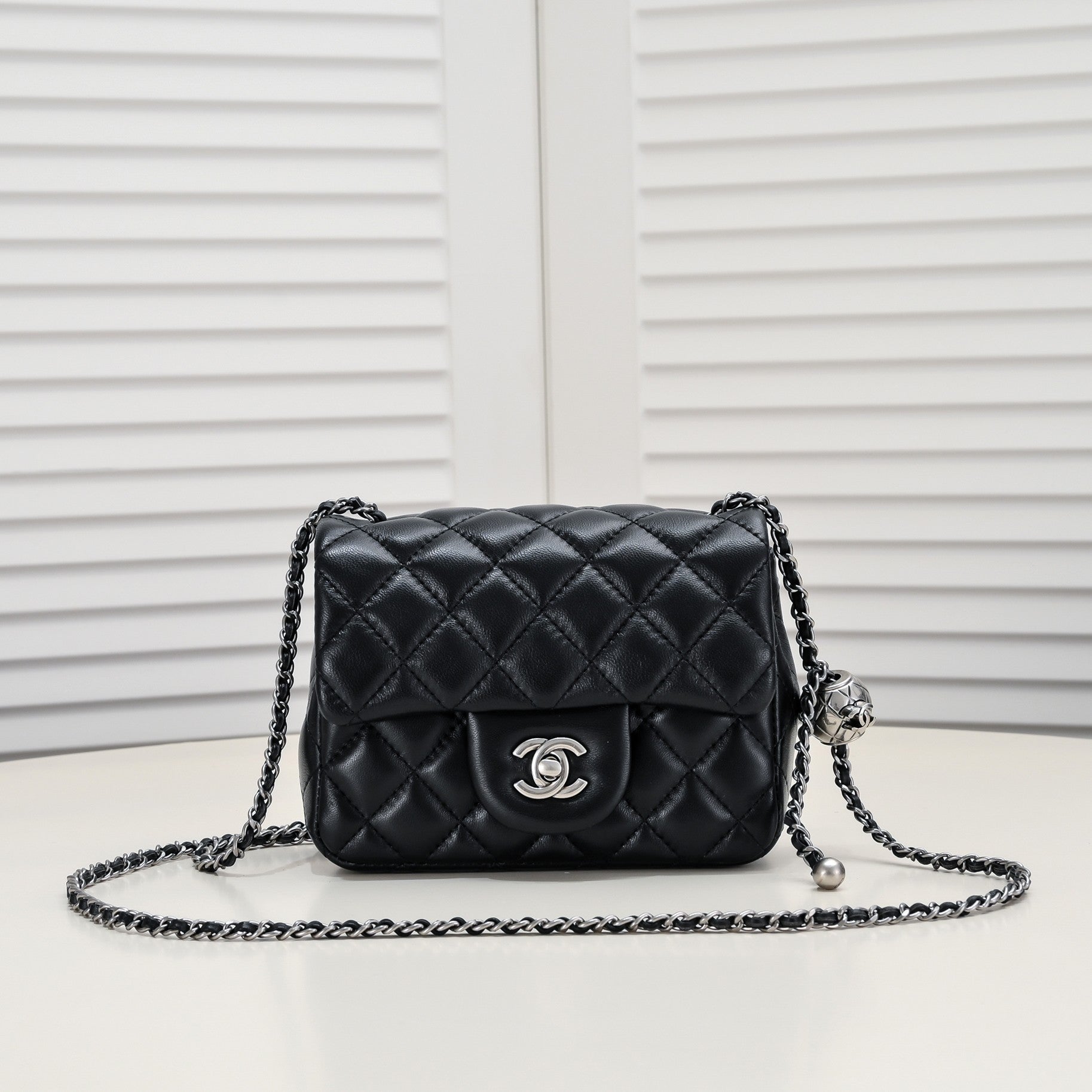 SMALL FLAP BAG 17CM 1786 BLACK SILVER