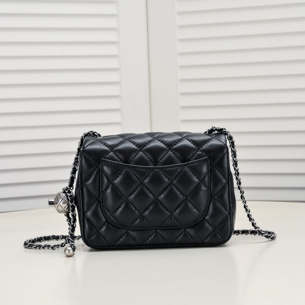 SMALL FLAP BAG 17CM 1786 BLACK SILVER
