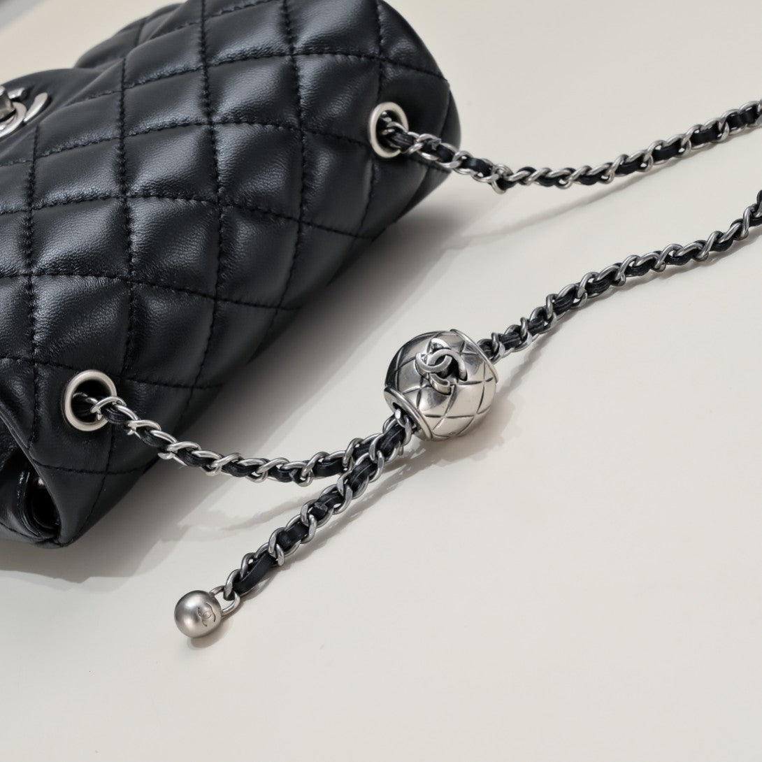 SMALL FLAP BAG 17CM 1786 BLACK SILVER