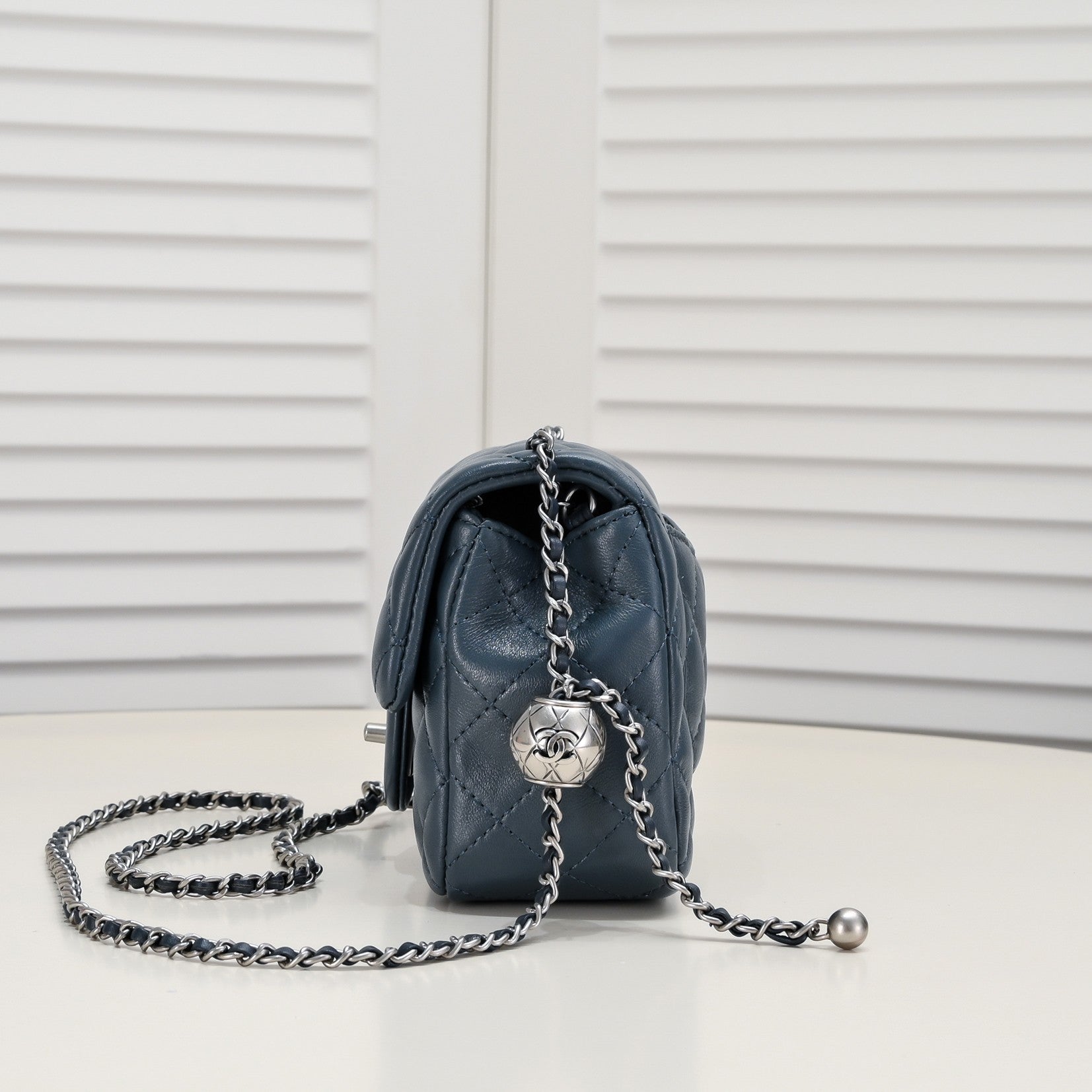SMALL FLAP BAG 17CM 1786 SAPPHIRE BLUE SILVER