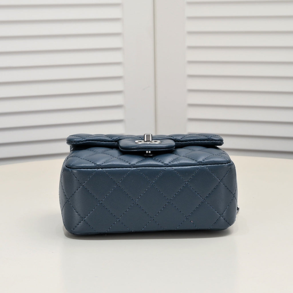 SMALL FLAP BAG 17CM 1786 SAPPHIRE BLUE SILVER