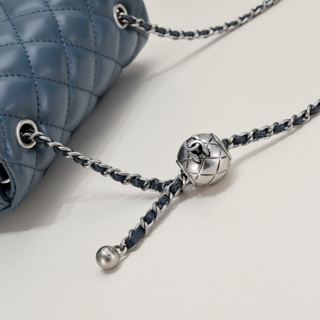 SMALL FLAP BAG 17CM 1786 SAPPHIRE BLUE SILVER