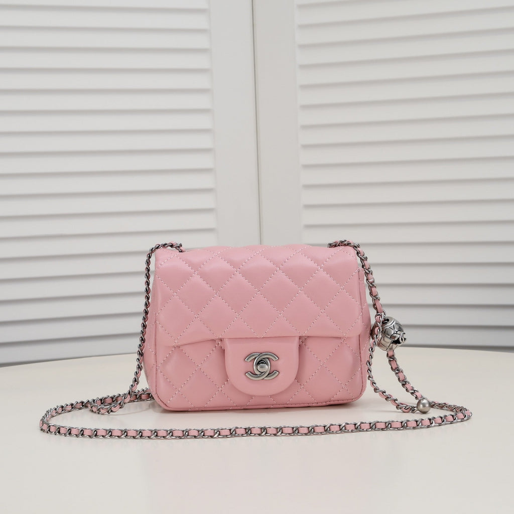 SMALL FLAP BAG 17CM 1786 PINK SILVER