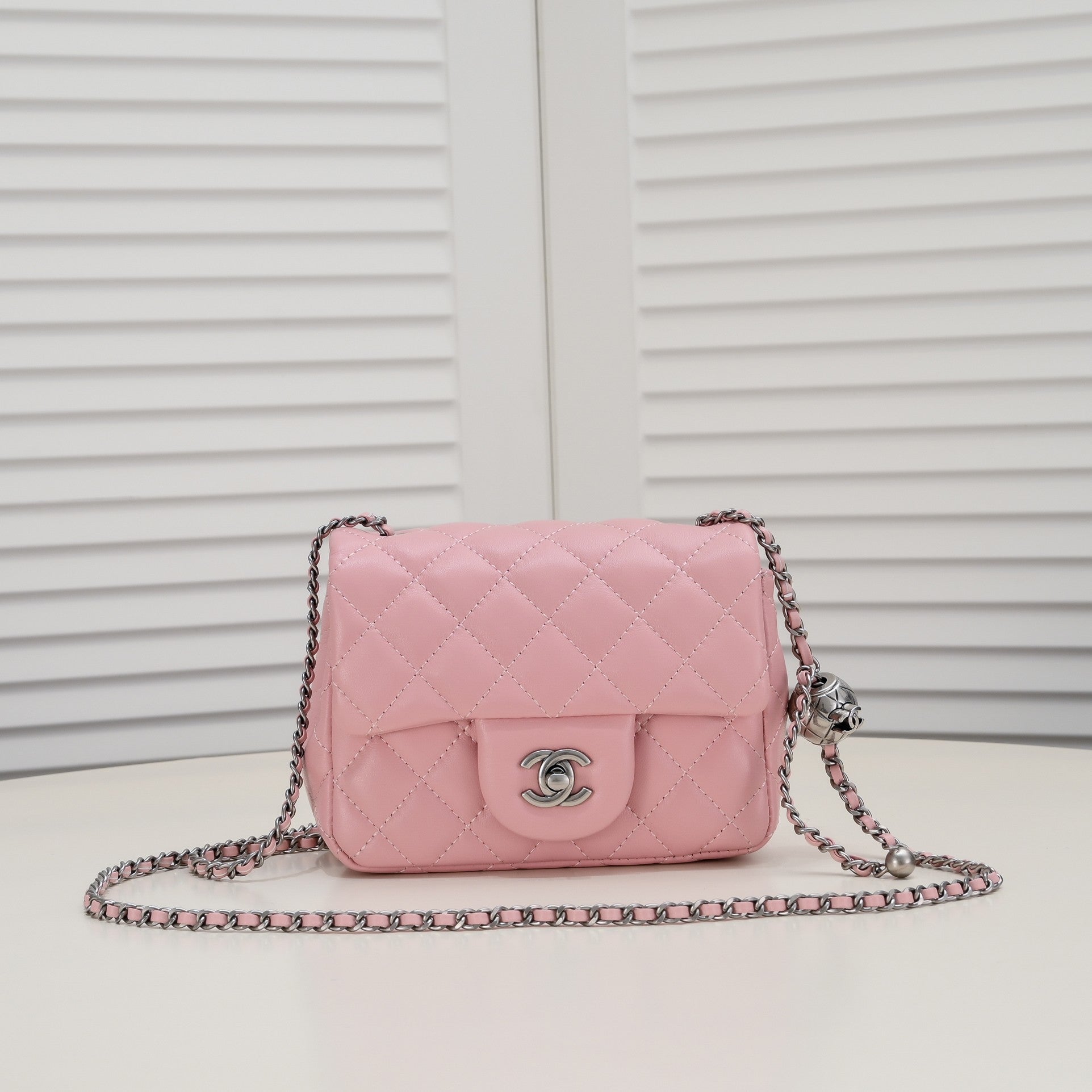 SMALL FLAP BAG 17CM 1786 PINK SILVER