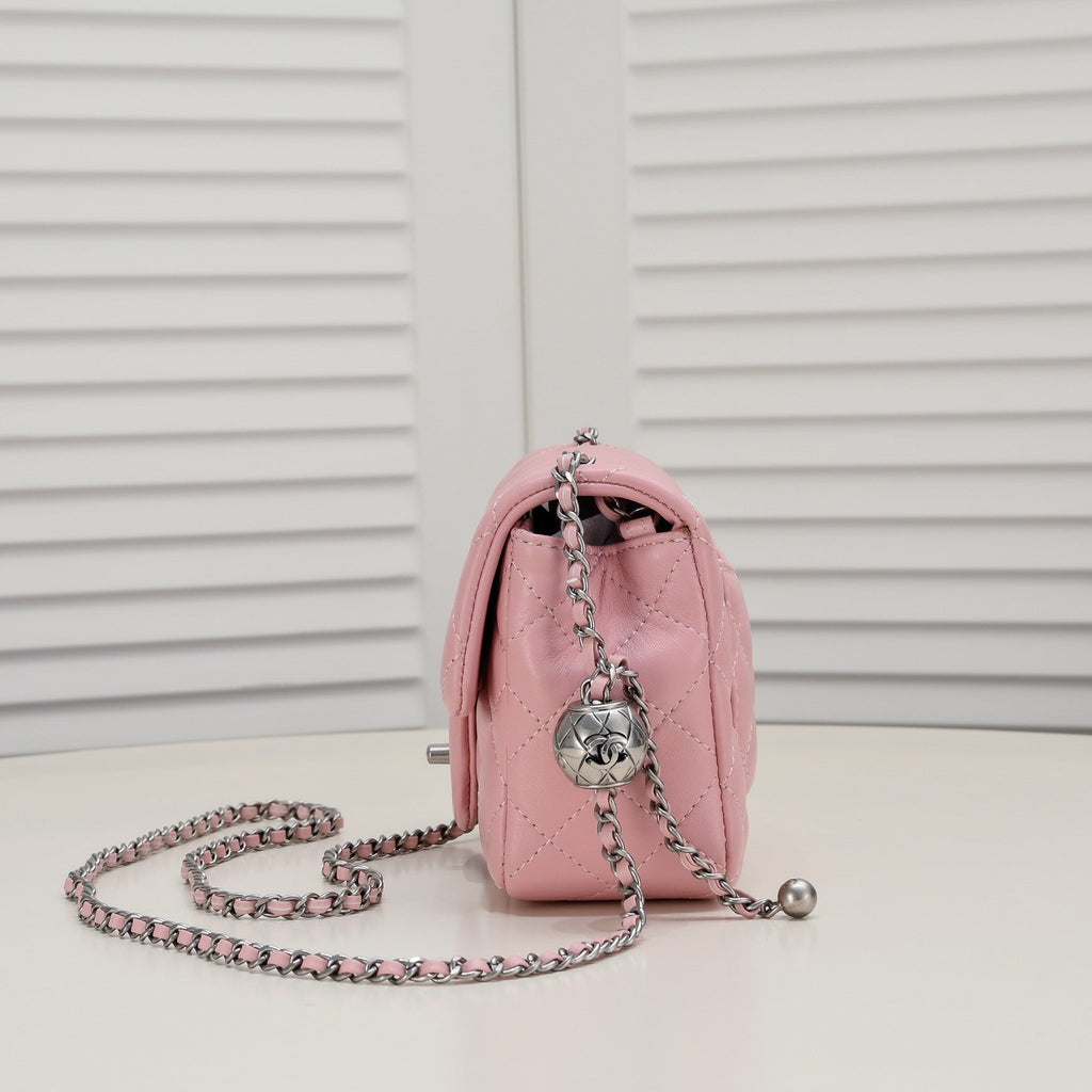 SMALL FLAP BAG 17CM 1786 PINK SILVER