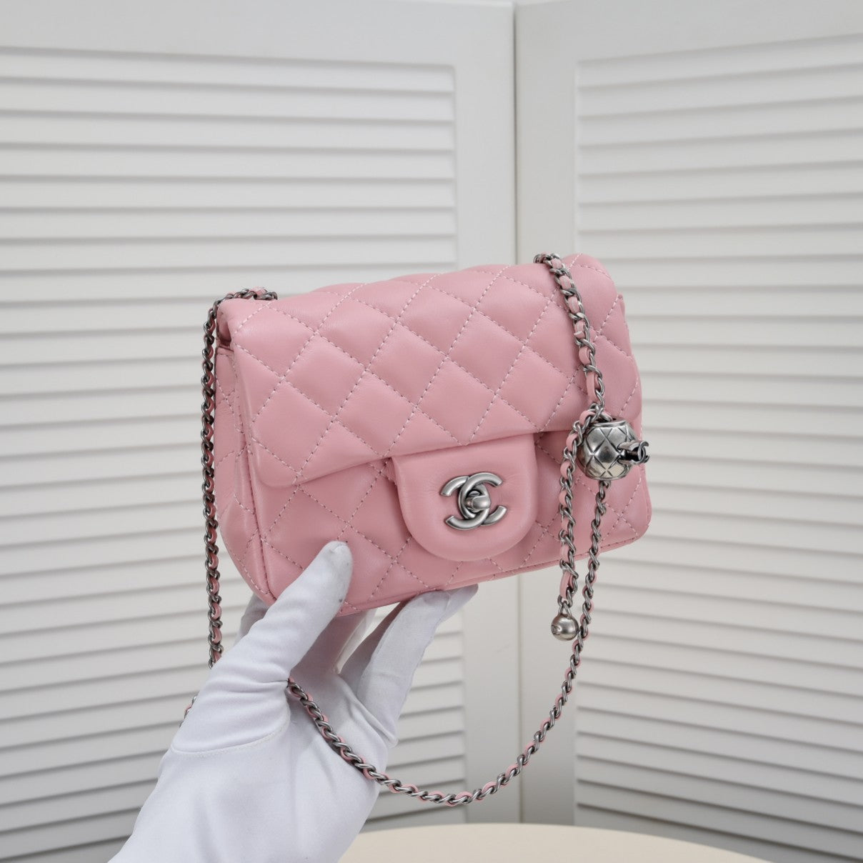 SMALL FLAP BAG 17CM 1786 PINK SILVER
