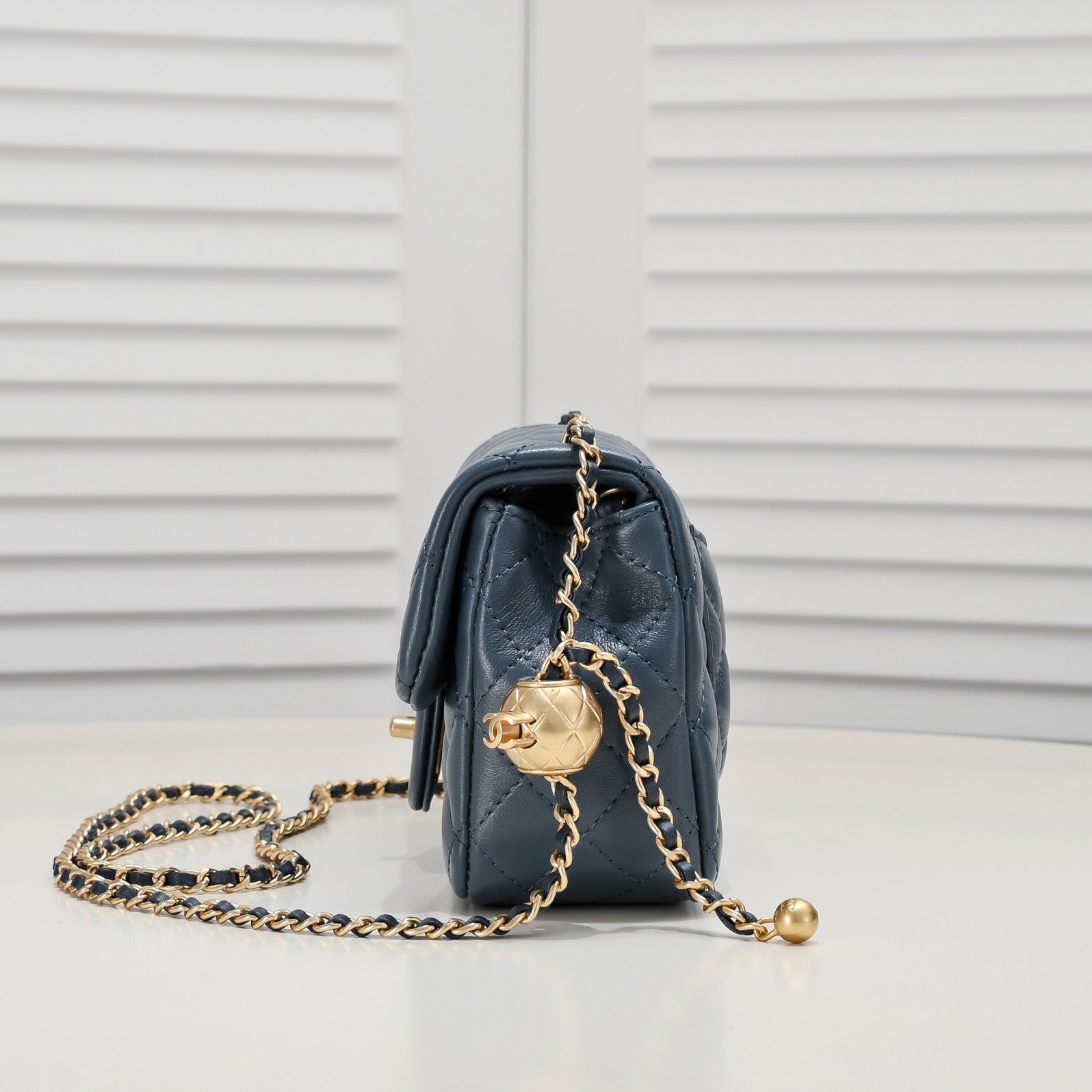 FLAP BAG 20CM 1787 SAPPHIRE BLUE GOLD