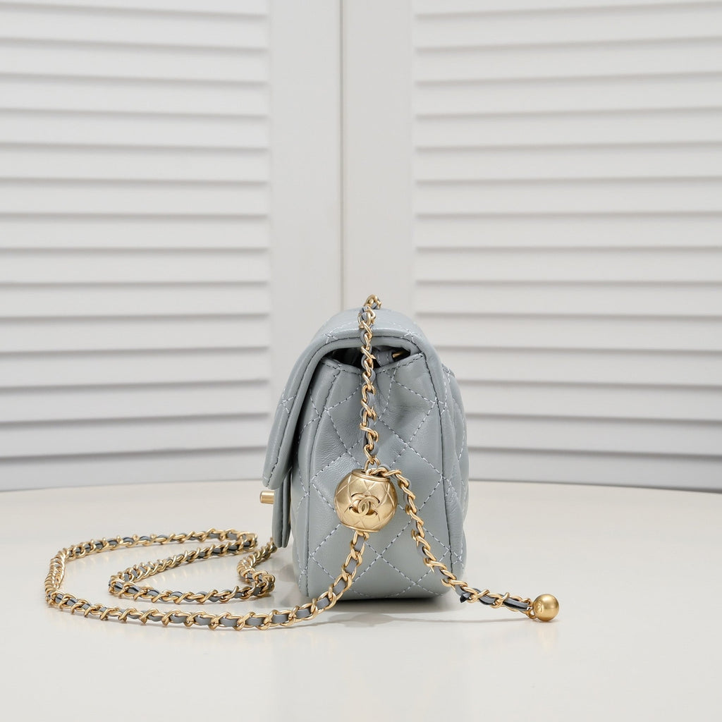 FLAP BAG 20CM 1787 GREY GOLD