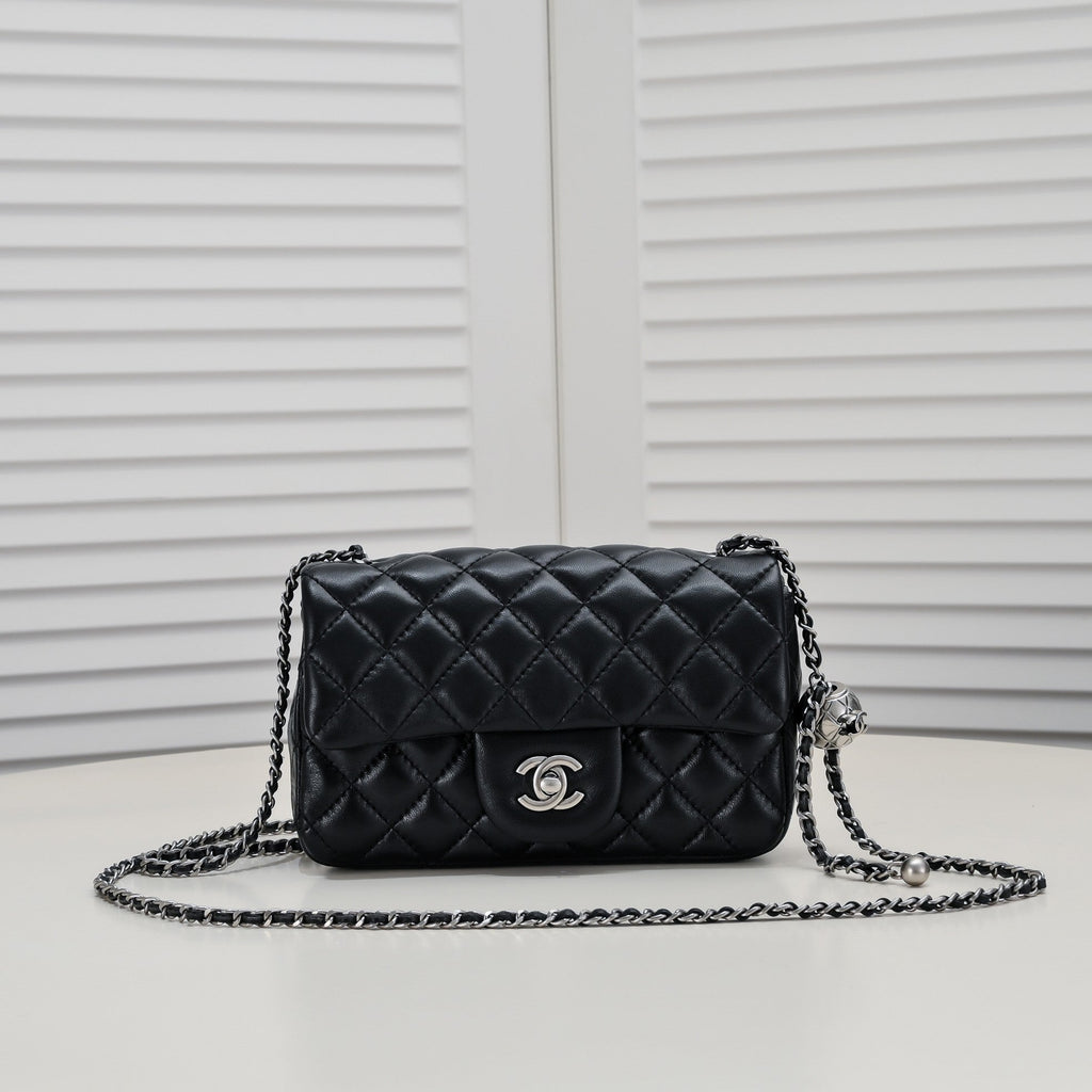 FLAP BAG 20CM 1787 BLACK SILVER