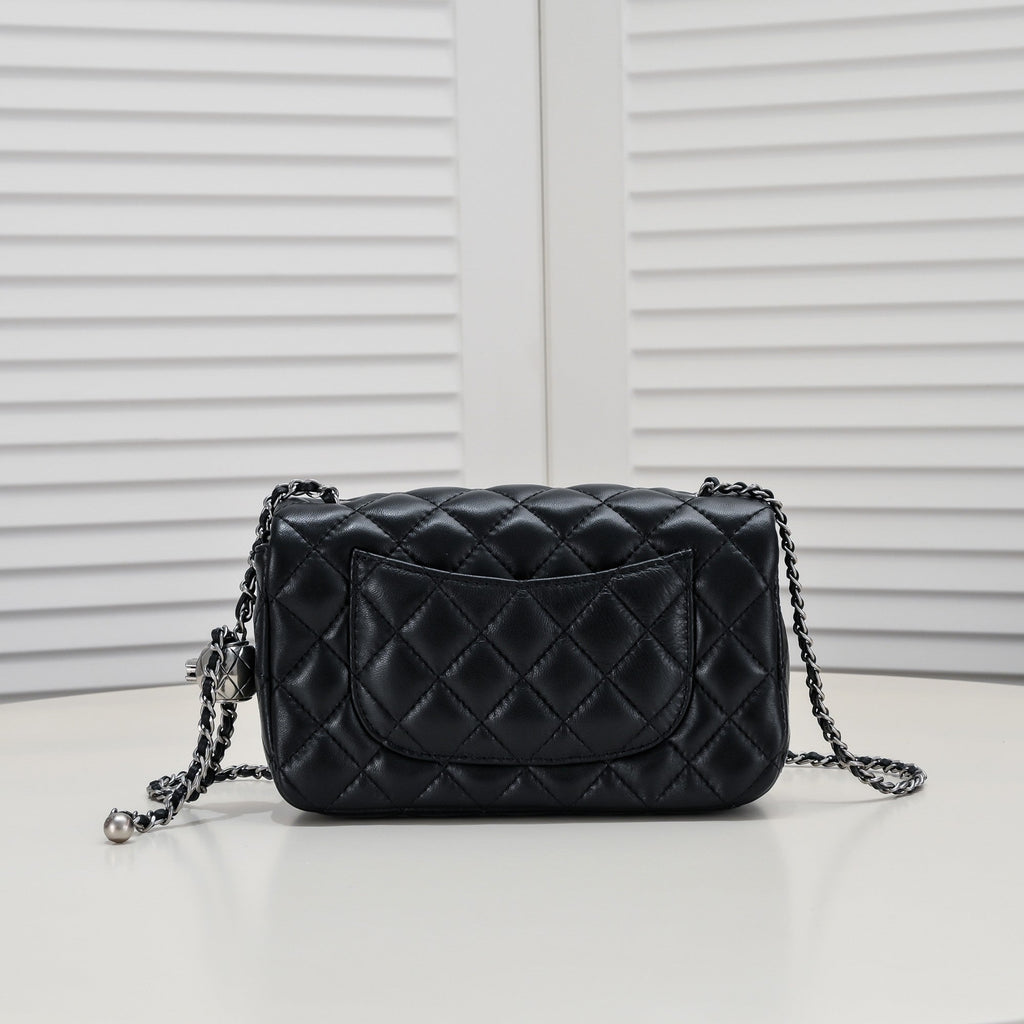 FLAP BAG 20CM 1787 BLACK SILVER