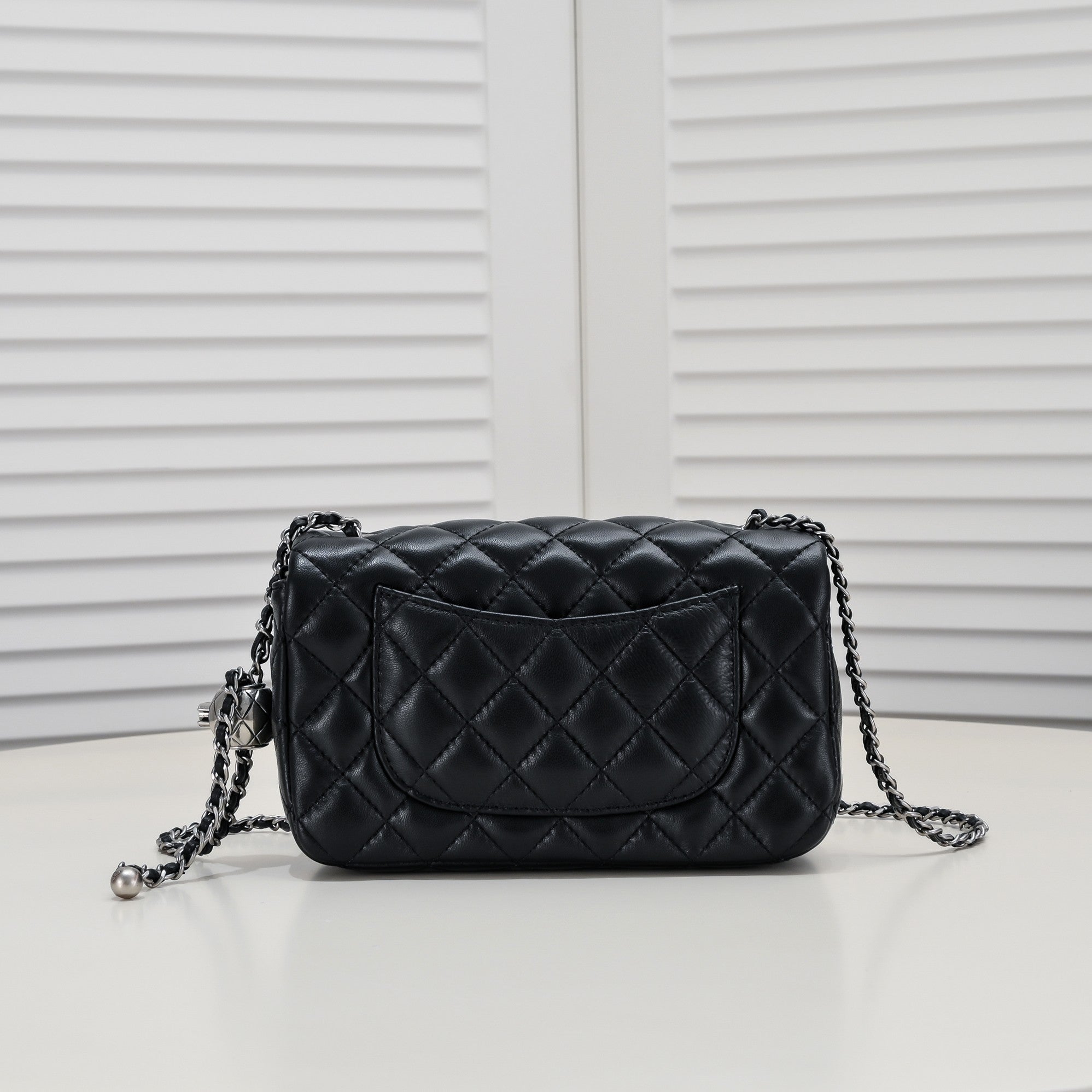 FLAP BAG 20CM 1787 BLACK SILVER