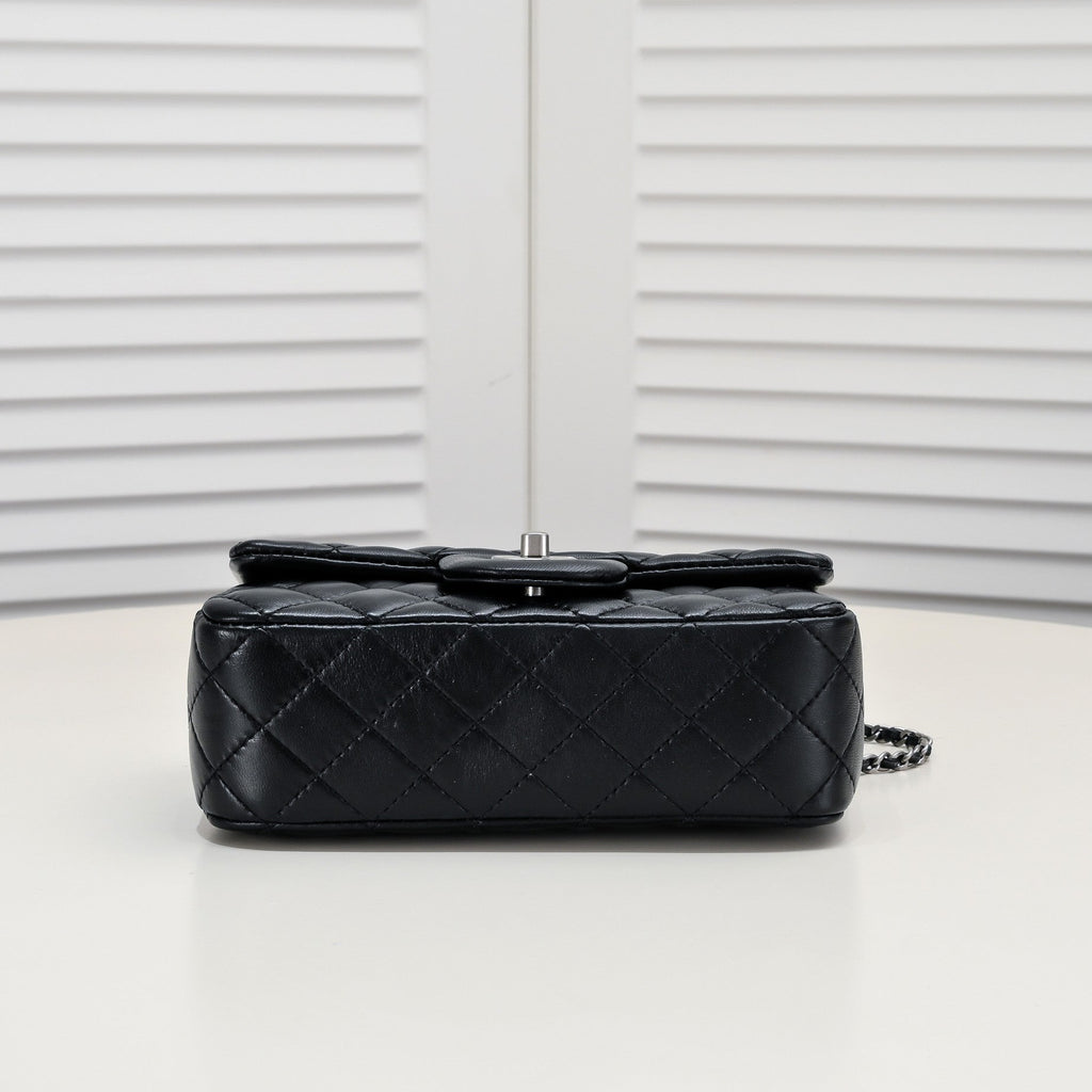 FLAP BAG 20CM 1787 BLACK SILVER