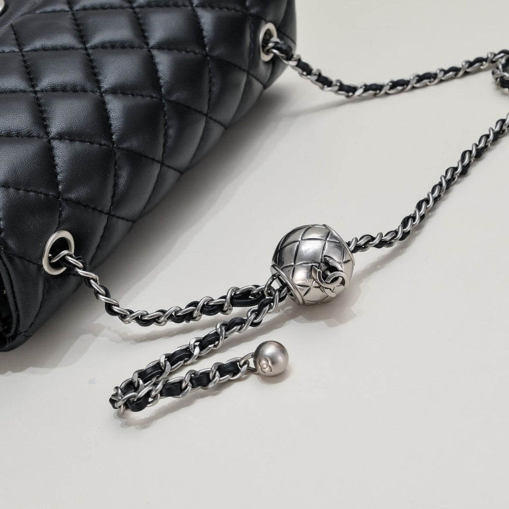 FLAP BAG 20CM 1787 BLACK SILVER