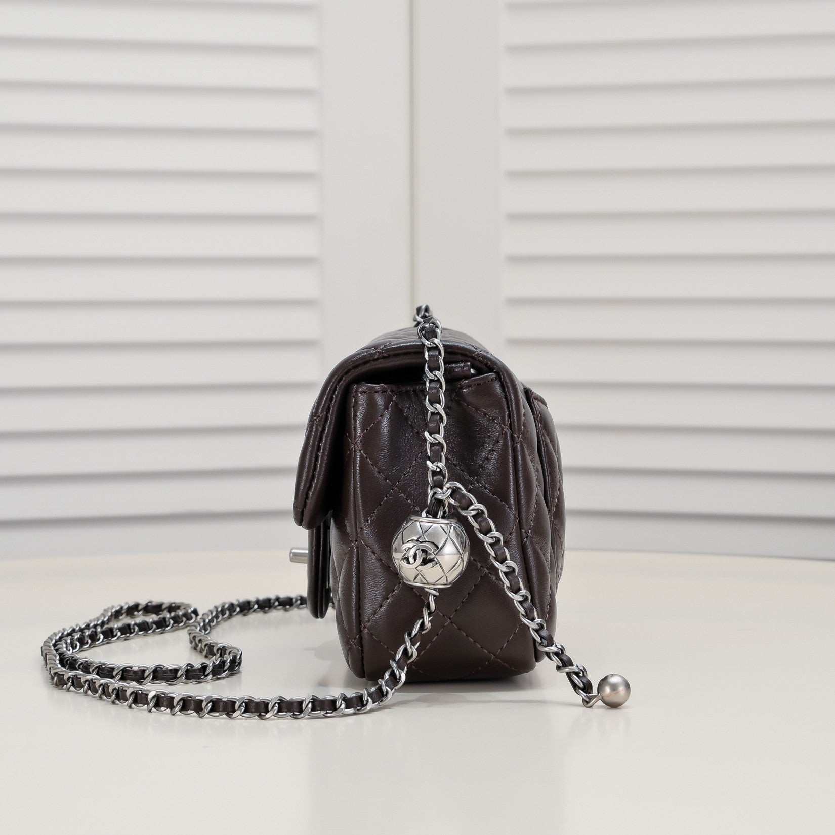 FLAP BAG 20CM 1787 BROWN SILVER