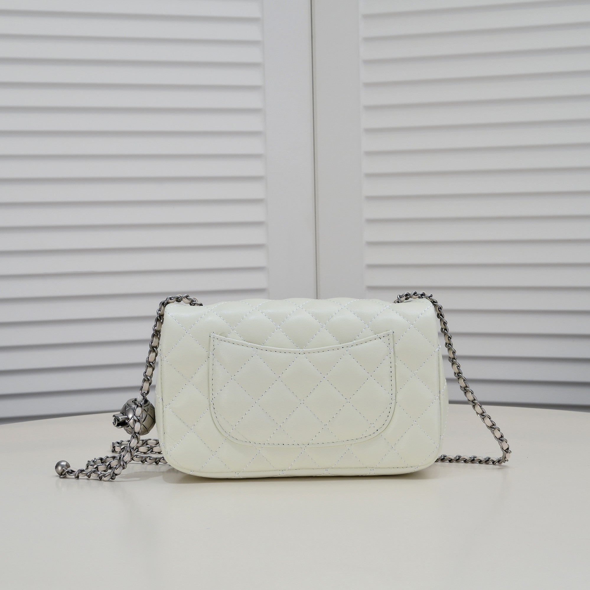 FLAP BAG 20CM 1787 WHITE SILVER