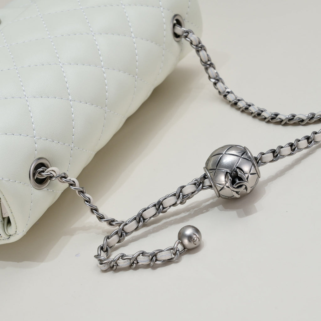 FLAP BAG 20CM 1787 WHITE SILVER