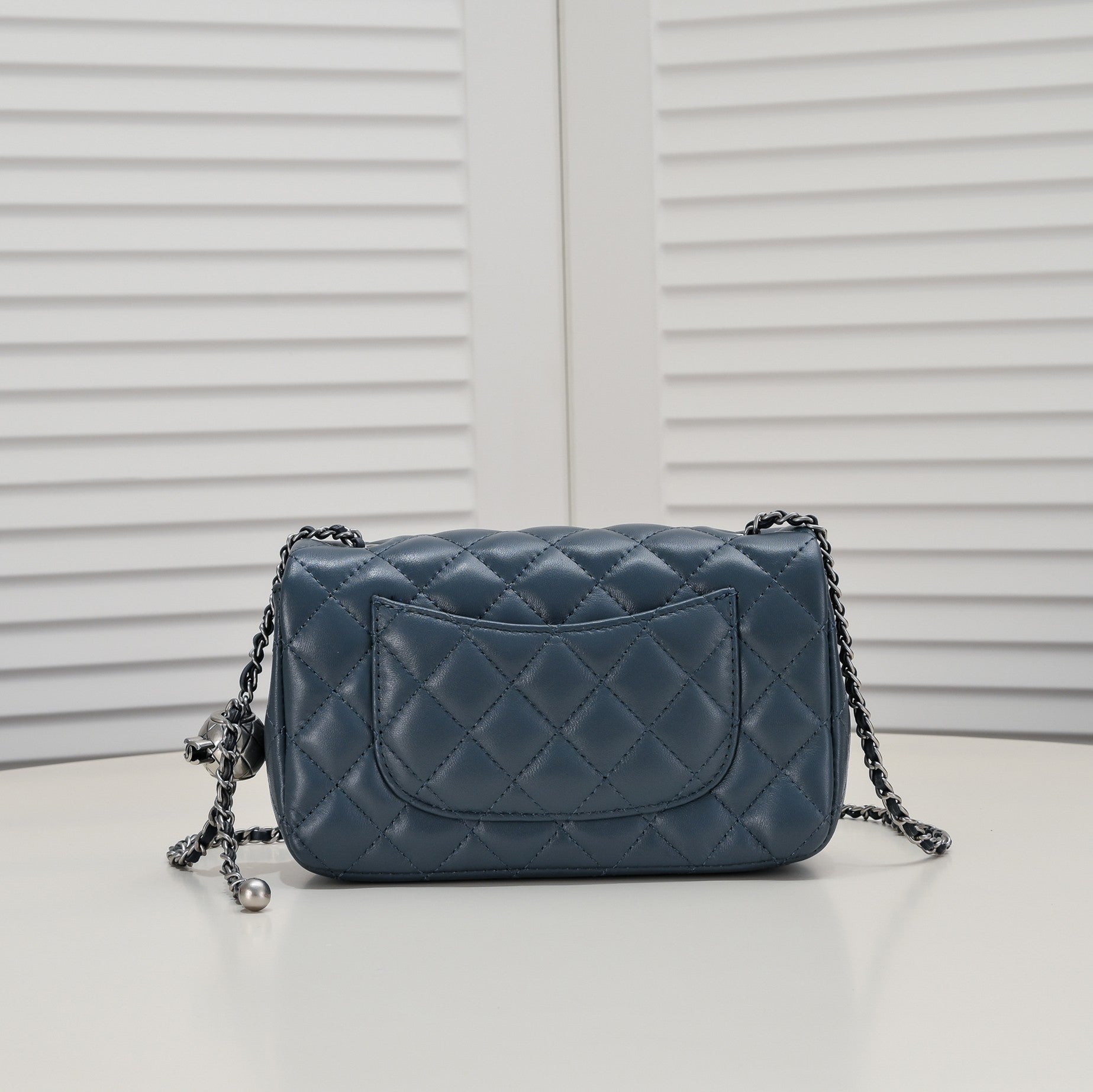 FLAP BAG 20CM 1787 SAPPHIRE BLUE SILVER