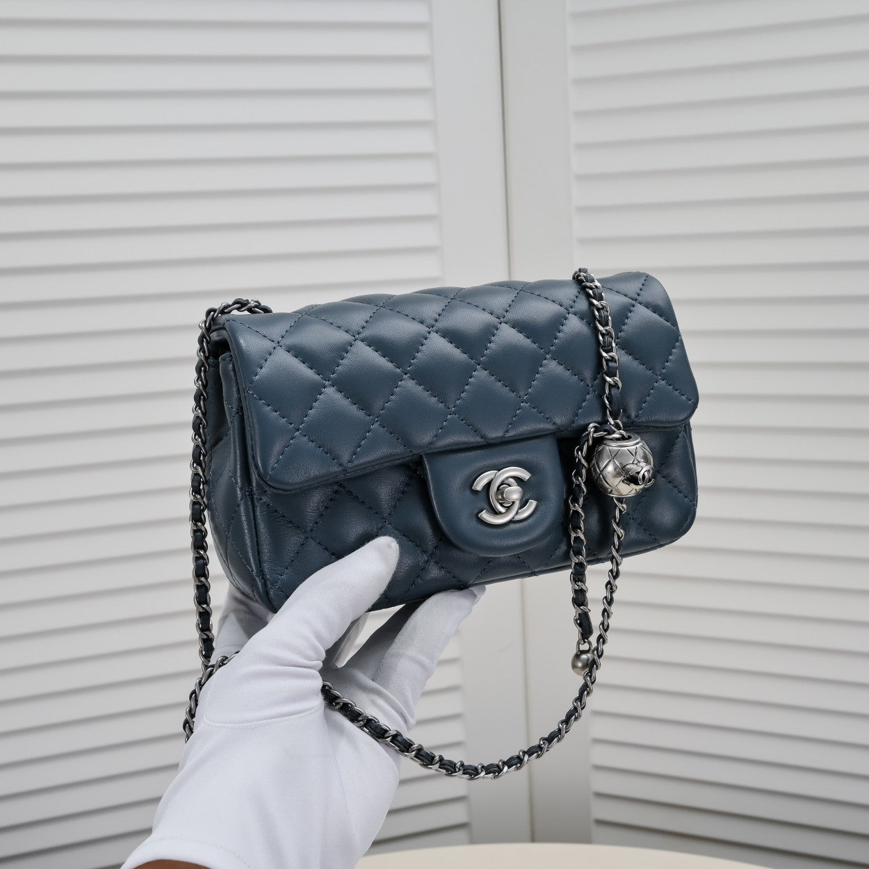 FLAP BAG 20CM 1787 SAPPHIRE BLUE SILVER