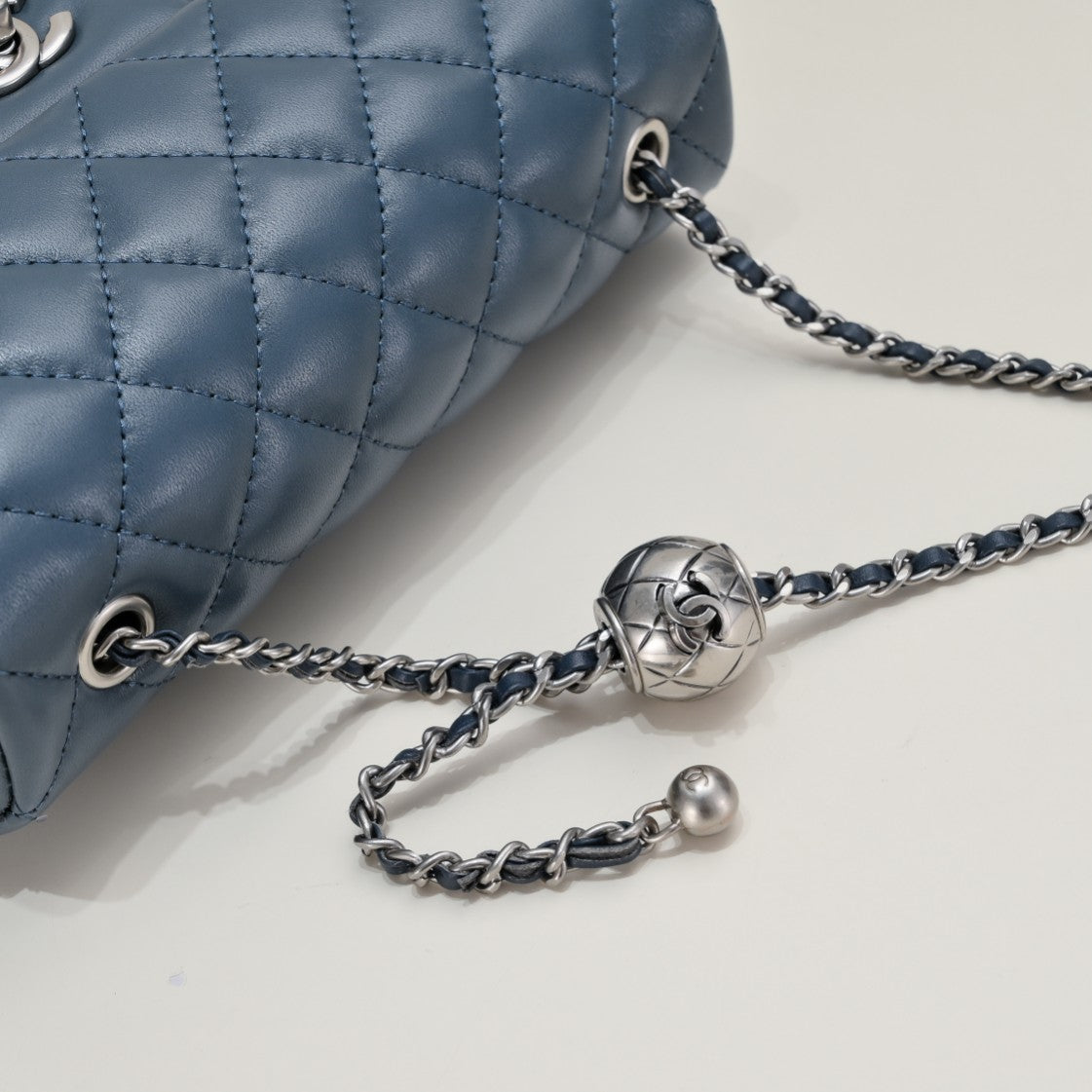 FLAP BAG 20CM 1787 SAPPHIRE BLUE SILVER