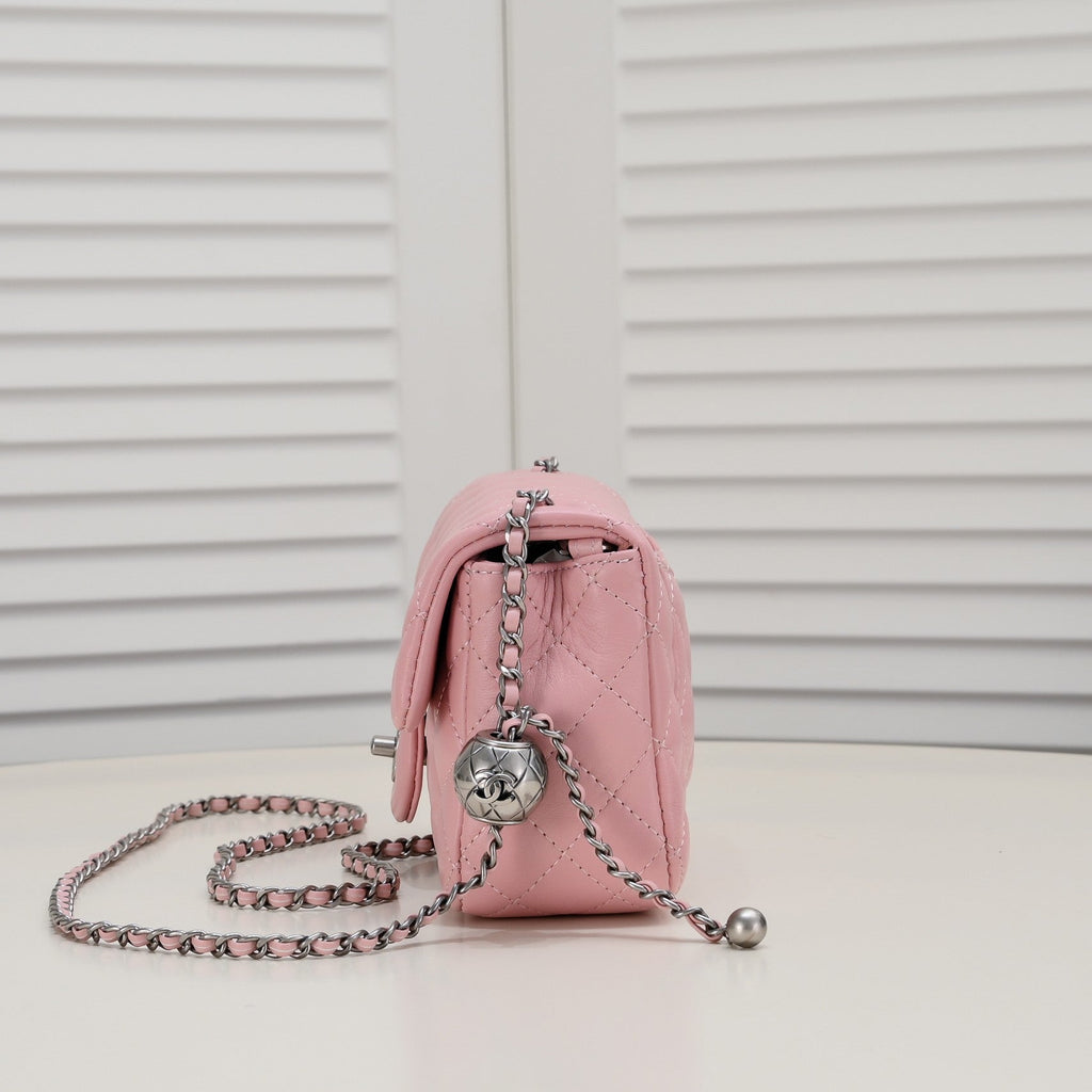 FLAP BAG 20CM 1787 PINK SILVER