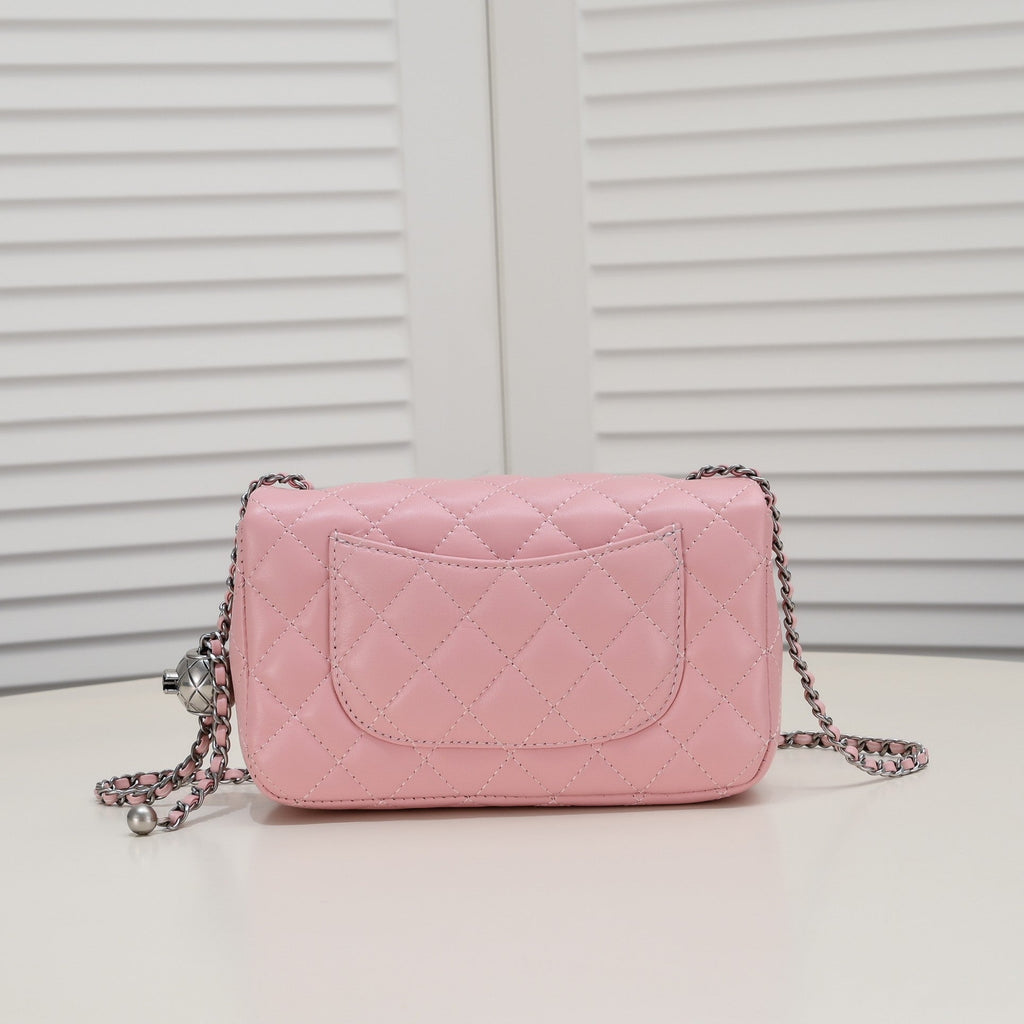 FLAP BAG 20CM 1787 PINK SILVER