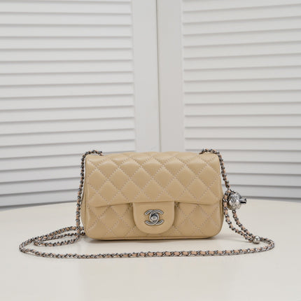 FLAP BAG 20CM 1787 PALE BROWN SILVER
