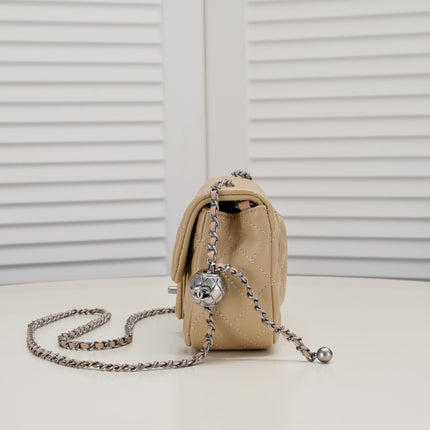 FLAP BAG 20CM 1787 PALE BROWN SILVER