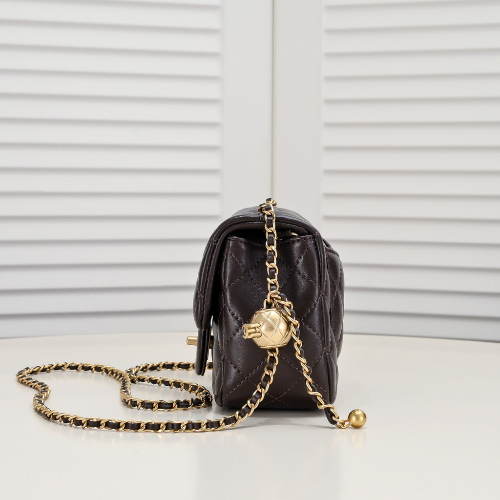 SMALL FLAP BAG 17CM 1786 BROWN GOLD