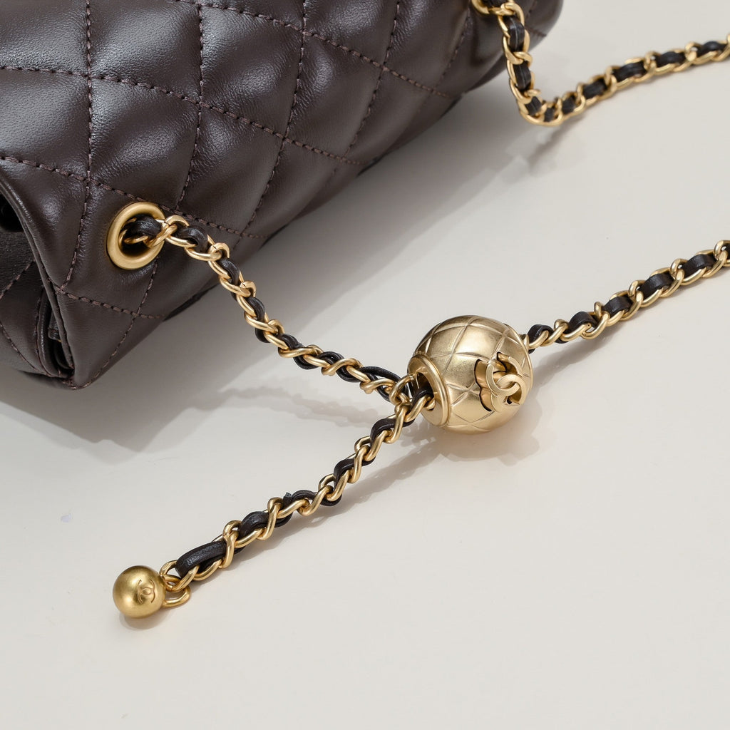 SMALL FLAP BAG 17CM 1786 BROWN GOLD