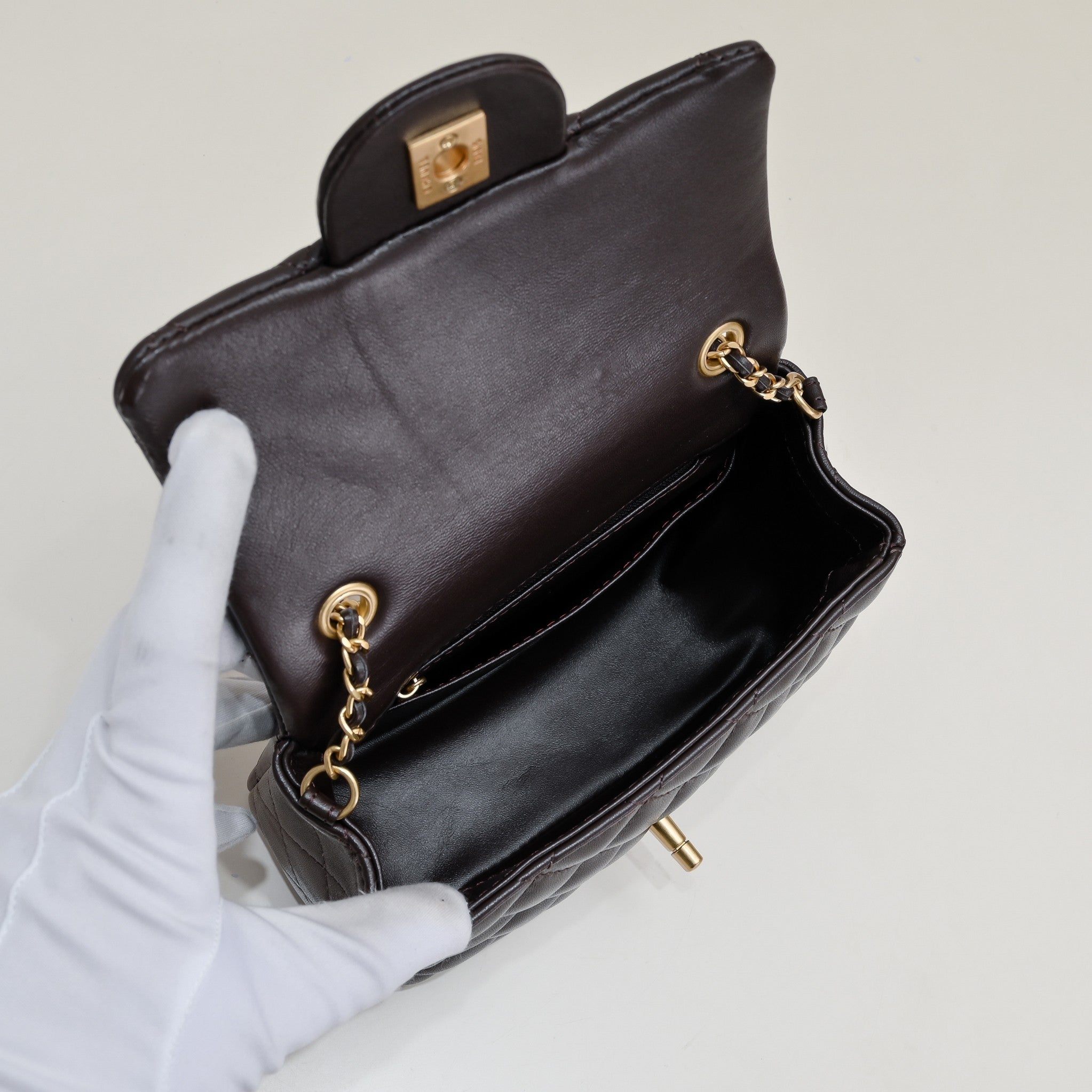 SMALL FLAP BAG 17CM 1786 BROWN GOLD
