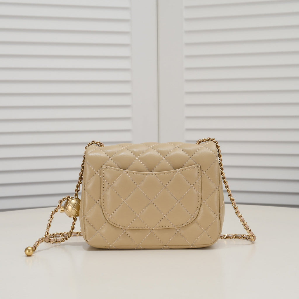 SMALL FLAP BAG 17CM 1786 PALE BROWN GOLD