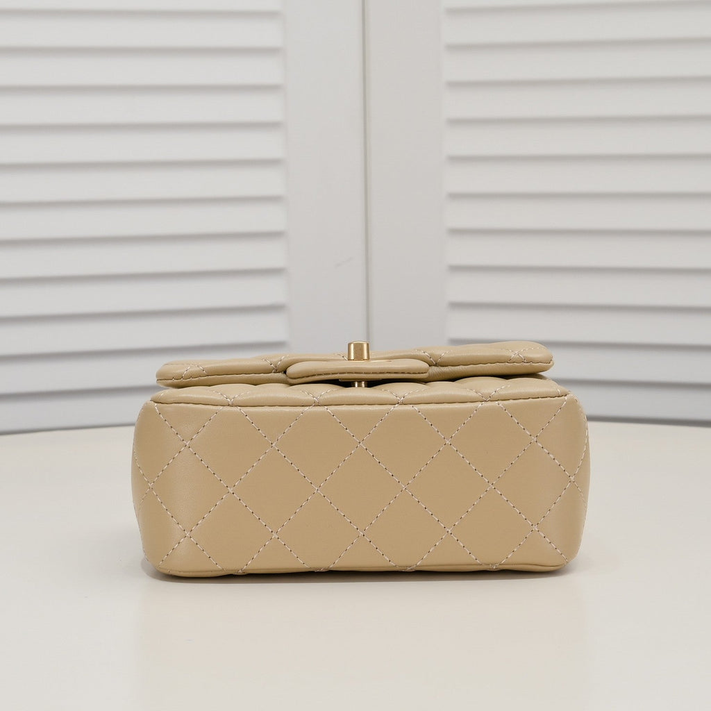 SMALL FLAP BAG 17CM 1786 PALE BROWN GOLD