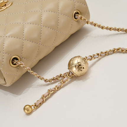 SMALL FLAP BAG 17CM 1786 PALE BROWN GOLD