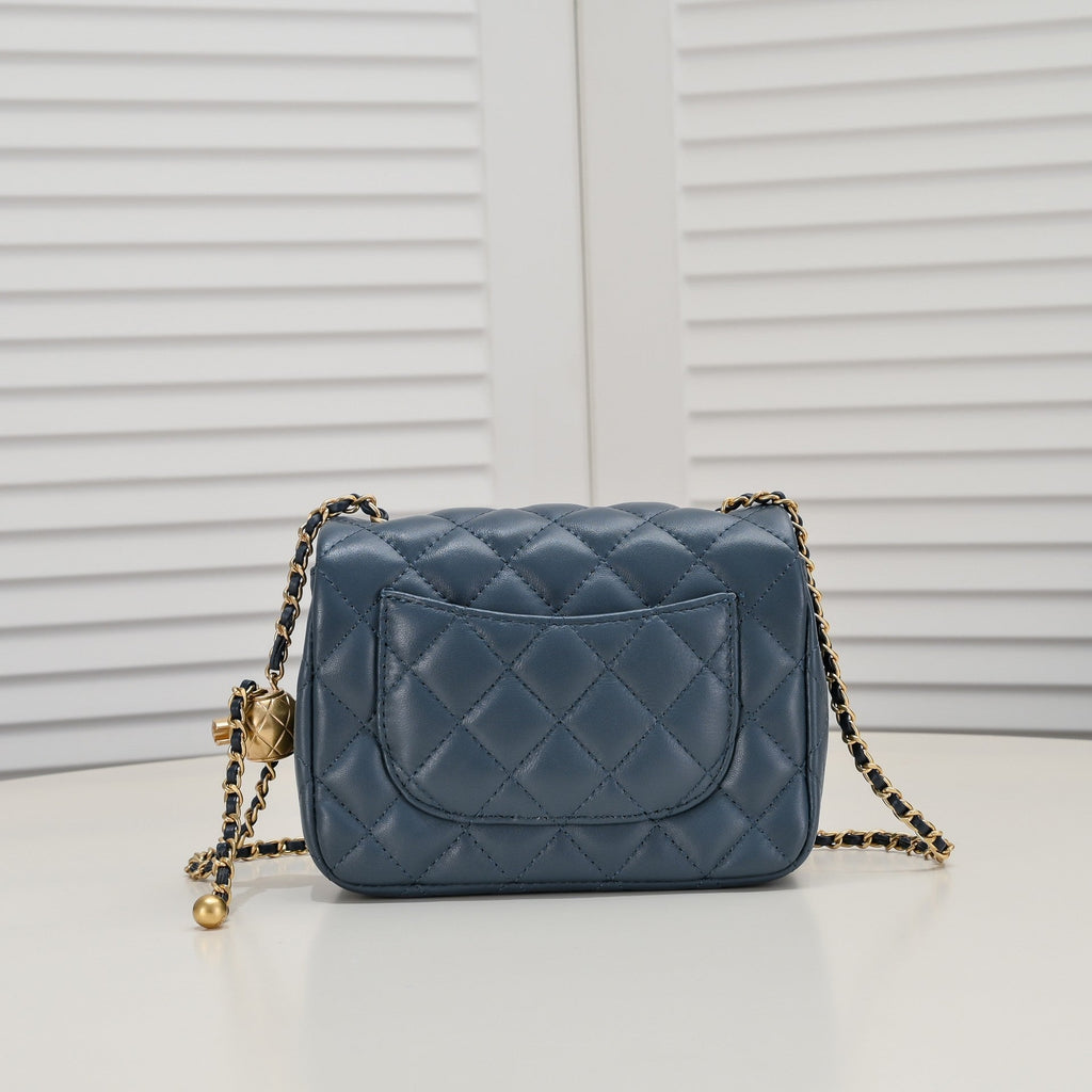 SMALL FLAP BAG 17CM 1786 SAPPHIRE BLUE GOLD