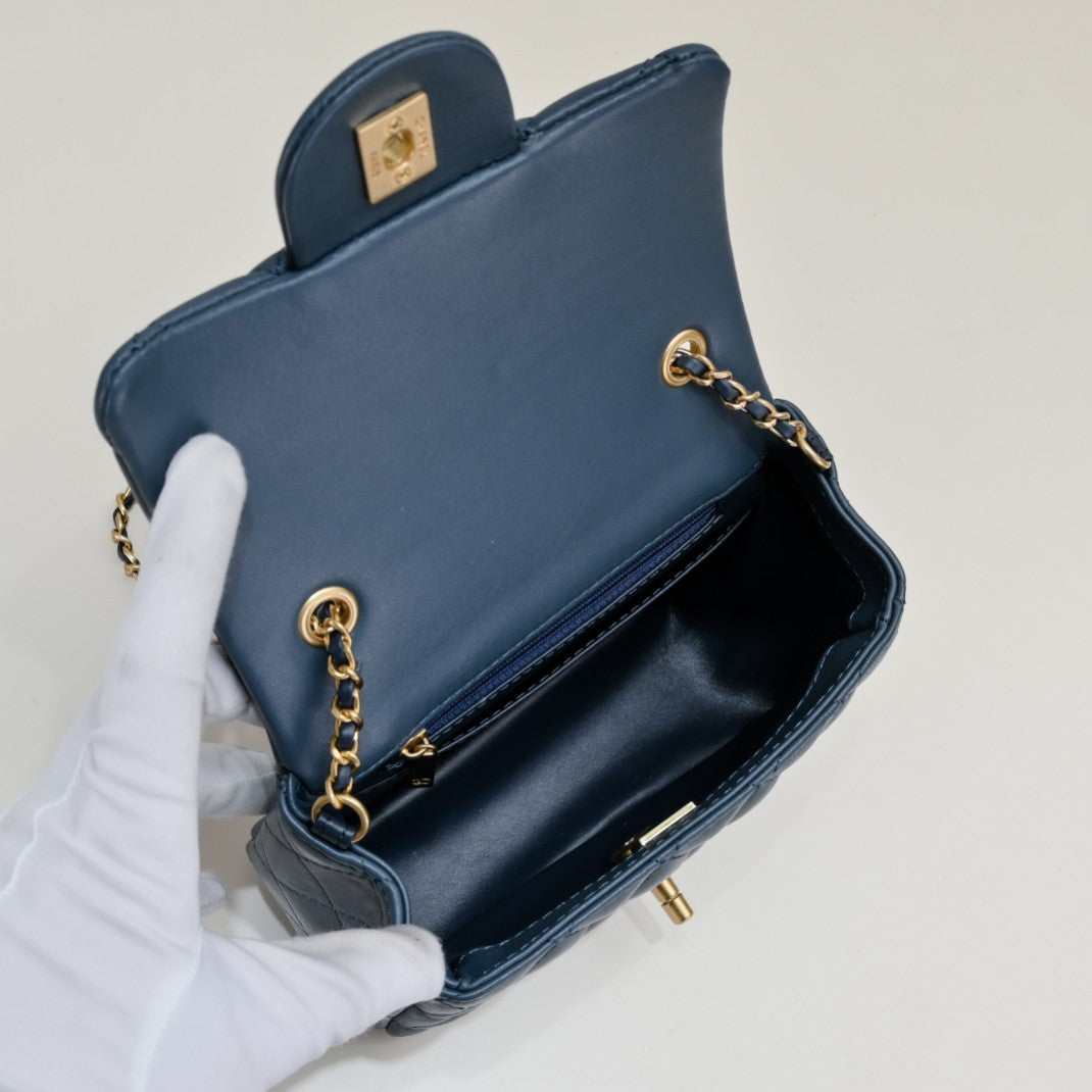 SMALL FLAP BAG 17CM 1786 SAPPHIRE BLUE GOLD