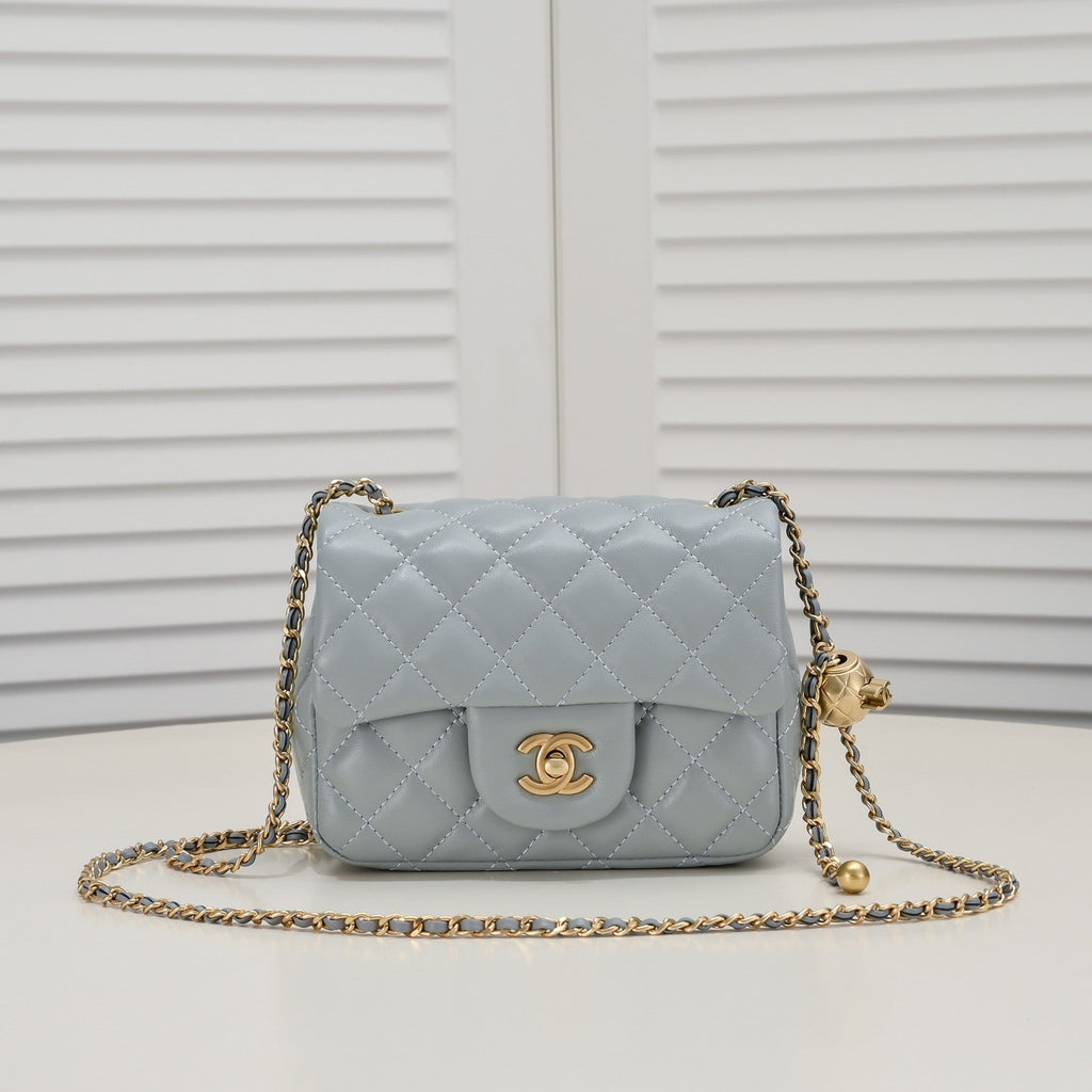 SMALL FLAP BAG 17CM 1786 GREY GOLD